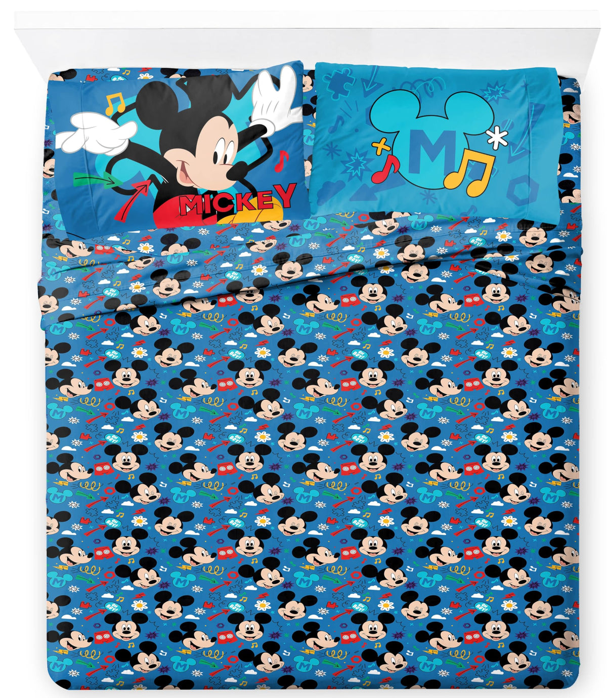 Jay Franco Kids Sheet Set with Fitted, Flat Sheets & Pillow Cover - Ultra-Soft Bedding with Pillowcase for Room Decor, White - Monster Jam, 3 Piece Toddler