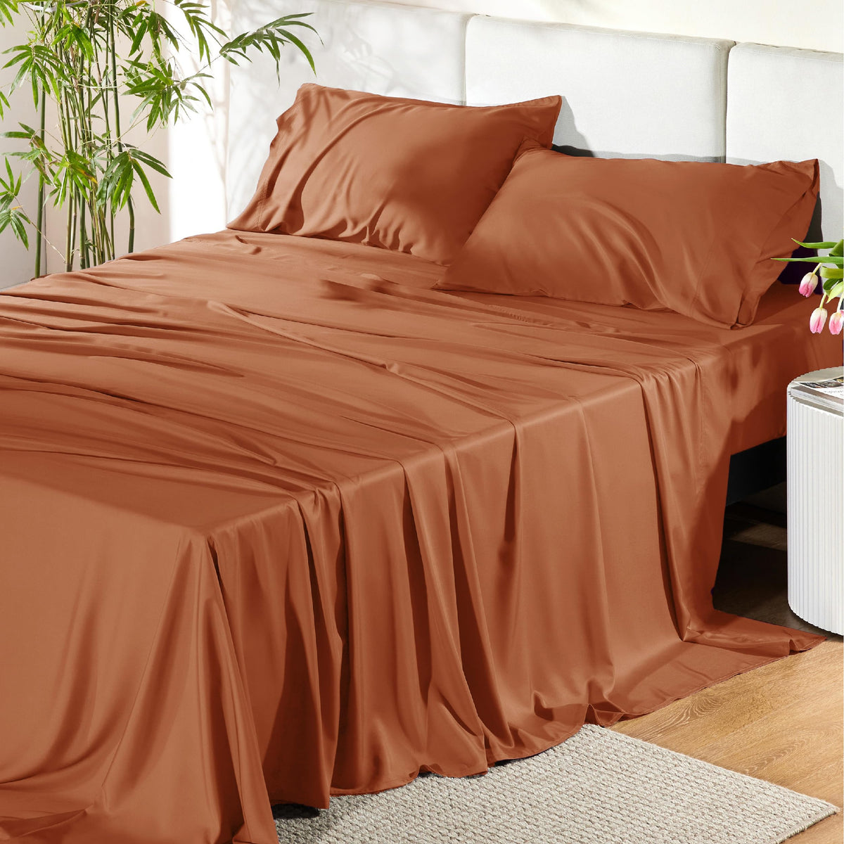 Bedsure PureWoven 100% Rayon Derived from Bamboo, King Size Sheets Set