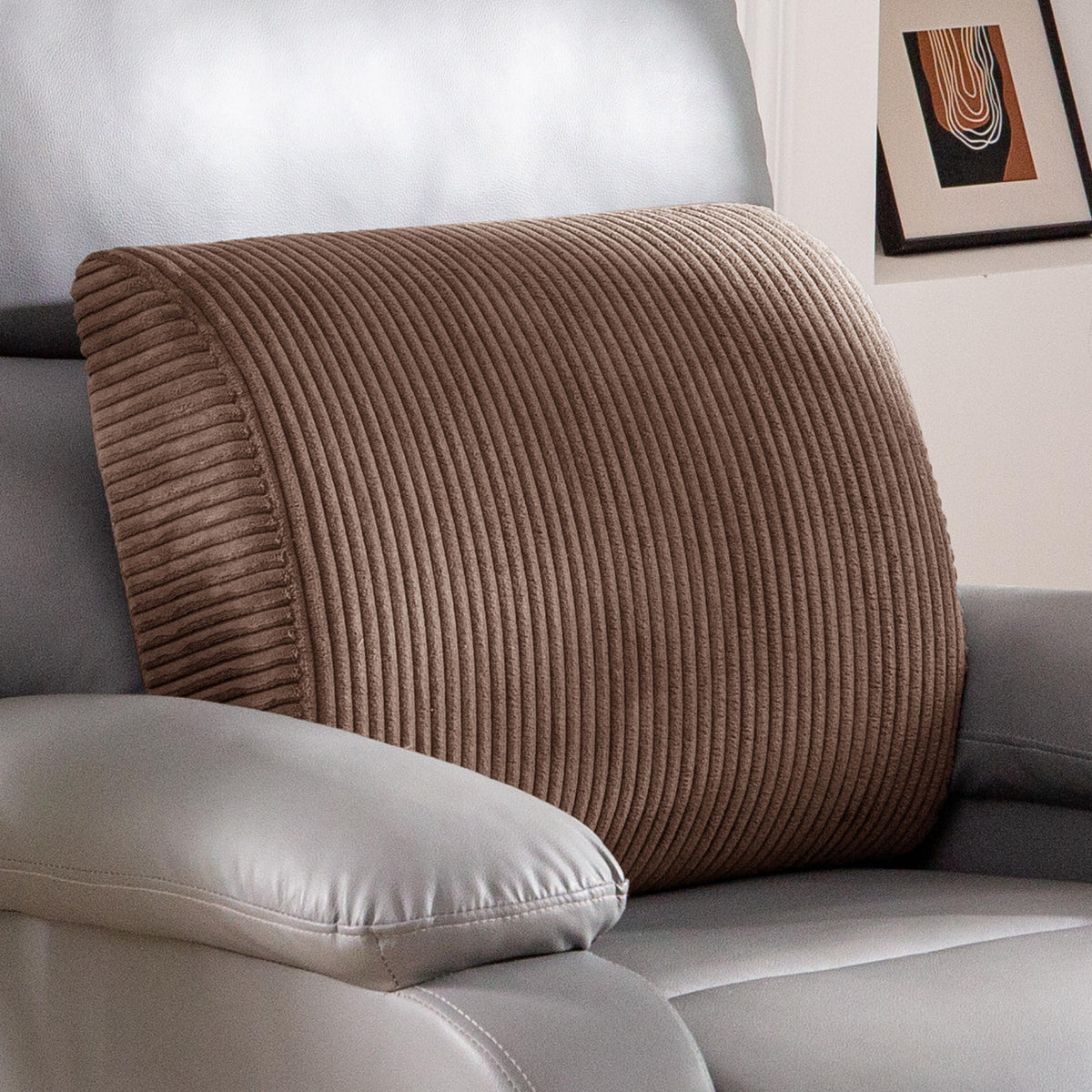HIGOGOGO Lumbar Support Pillow for Recliner Chair/Accent Chair/Couch, Memory Foam Back Support Cushion for Elderly, Recliner Cushions for Back Rest, Pain Relief, Reading, Washable Cover, Brown