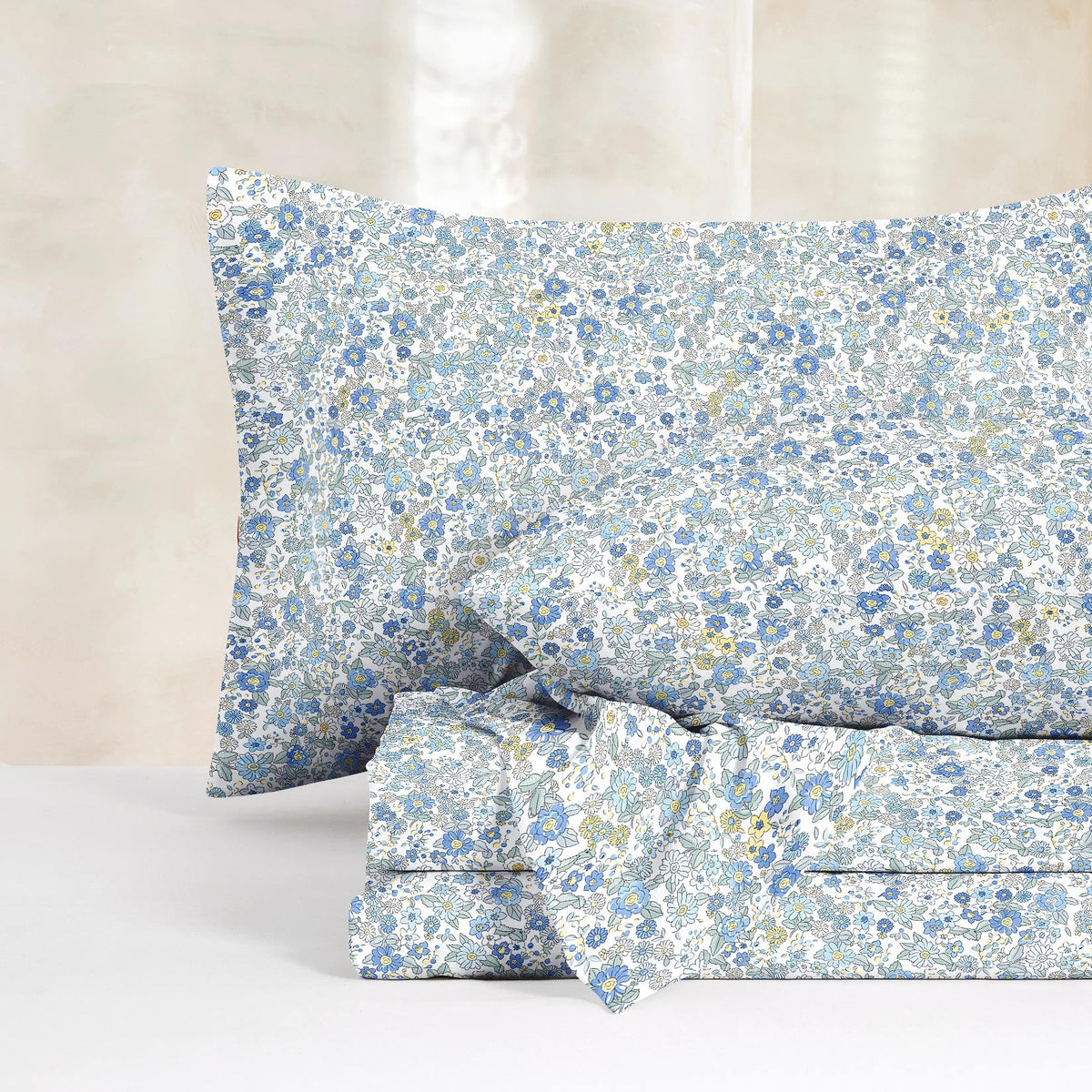 Wake In Cloud - Floral Bed Sheets, 4-Piece Sheet Set, Shabby Chic Flower Pattern Printed Country Coquette Cottage Aesthetic Bedding, Deep Pocket, Olive Green, King Size