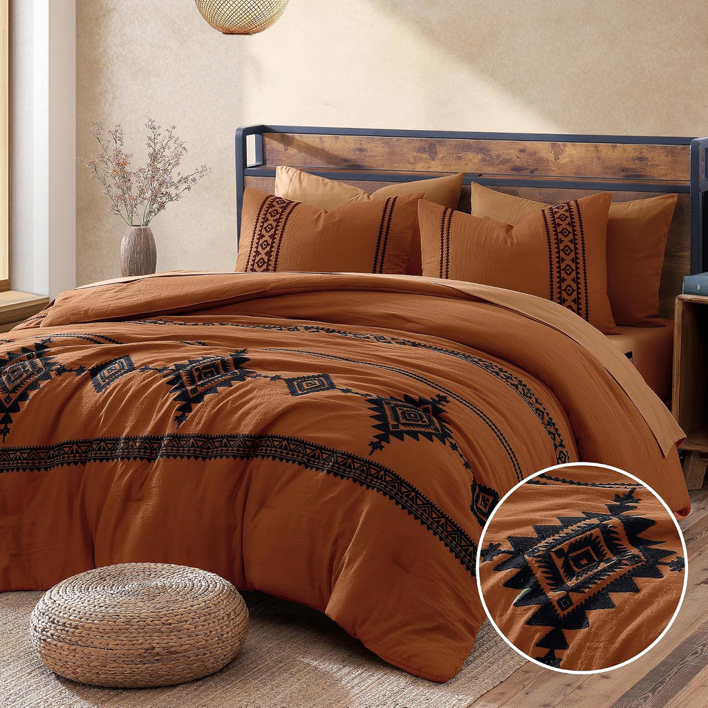 MaiRêve Embroidery Oversized King Comforter Set 7 Pieces Bed in a Bag