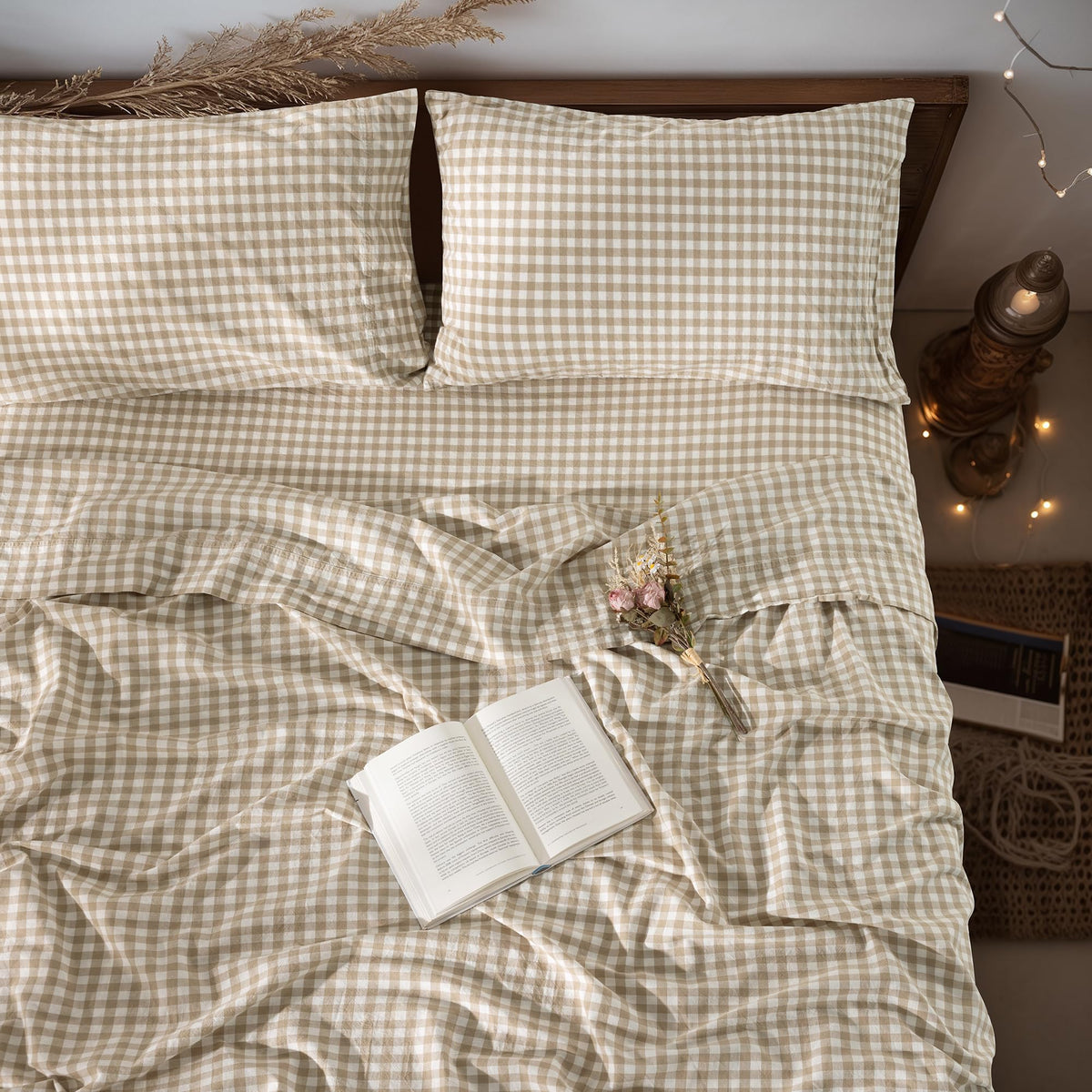 LBRO2M 100% French Pure Linen Sheet Set 4Pcs, 16" Deep Pocket Queen Size