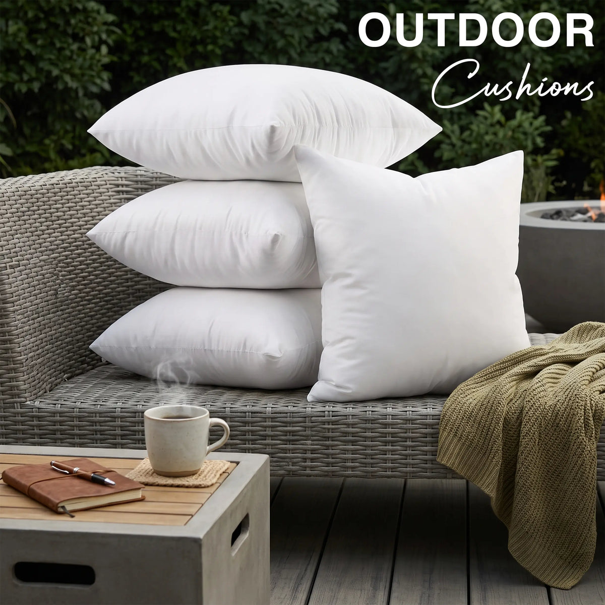 Utopia Bedding Outdoor Lumbar Pillow Inserts (Pack of 2, Pack of 4) - White Smooth 7D Virgin Polyester Fabric, Soft, Durable, Water-Resistant, Breathable, Ergonomic Posture Support, Hand Wash Only for Patio-Porch Furniture