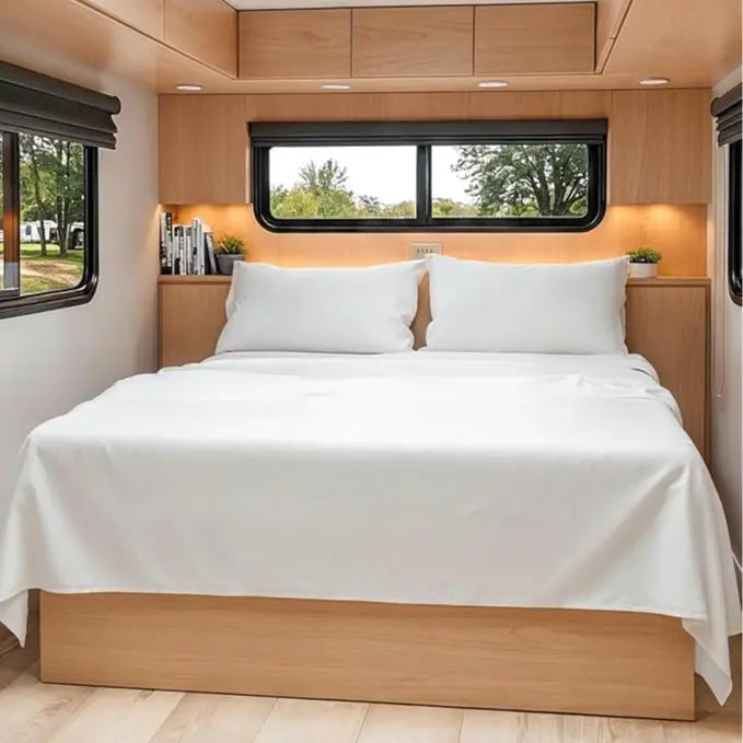 CGK | RV Sheet Set - (Short Queen) 60 X 75 - 4 Piece RV Queen Bed Sheets - Ultra Soft, Breathable & Cooling - Designed for Bunks, Trailers & Camper - Fits 8” to 12" Mattress - Hotel Luxury Bedding