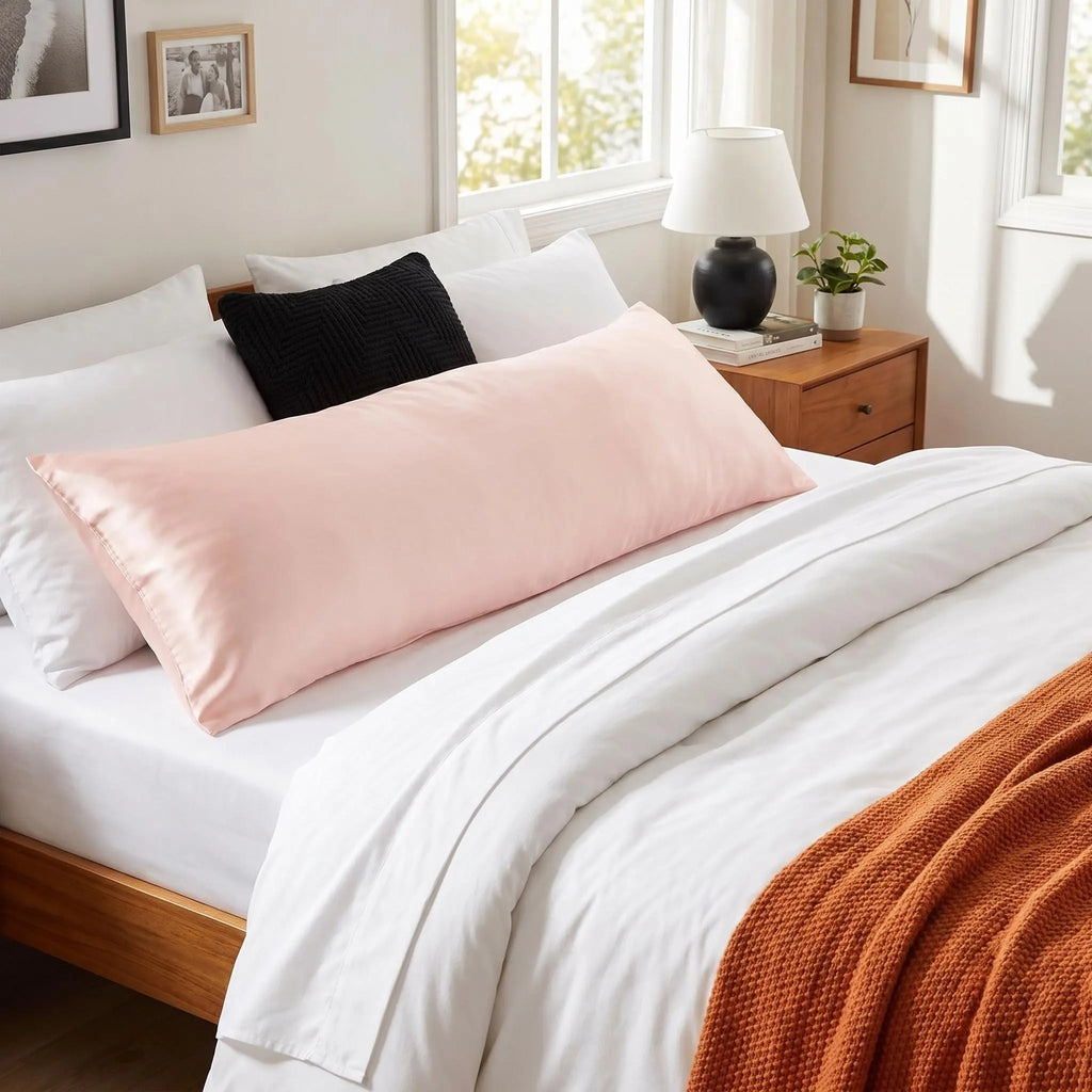 FLXXIE Modern Matte Satin Body Pillowcase (20 x 54 inches) - Silky Soft Bedding, Wrinkle-Resistant, Fade-Resistant, Breathable All-Season Pillow Protector with Hidden Zipper, Luxury Finish, Frizz Control, Glide-Smooth Hair, Skin Stays Moist for Bed Linens
