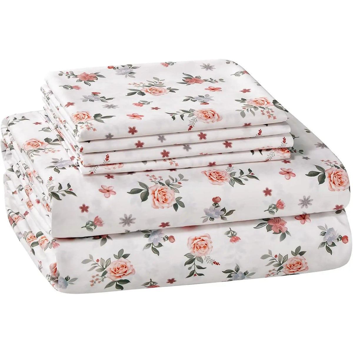 Queen Sheet Set 6 Pieces ,Cottage Core Botanical Patterned Sheets, Victorian Flower Microfiber Bedding Decor