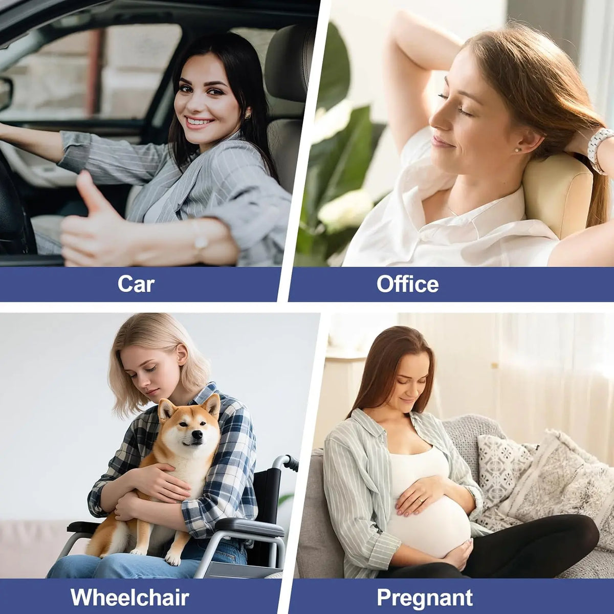 【NewYear2026】Contoured Durable Supportive Memory Foam Lumbar Support Pillow with Strap - Pressure-Distributing, Fits Car & Chair, Pain Relief Ergonomic Cushion for Car Interior Accessories, Office Chair (Black)