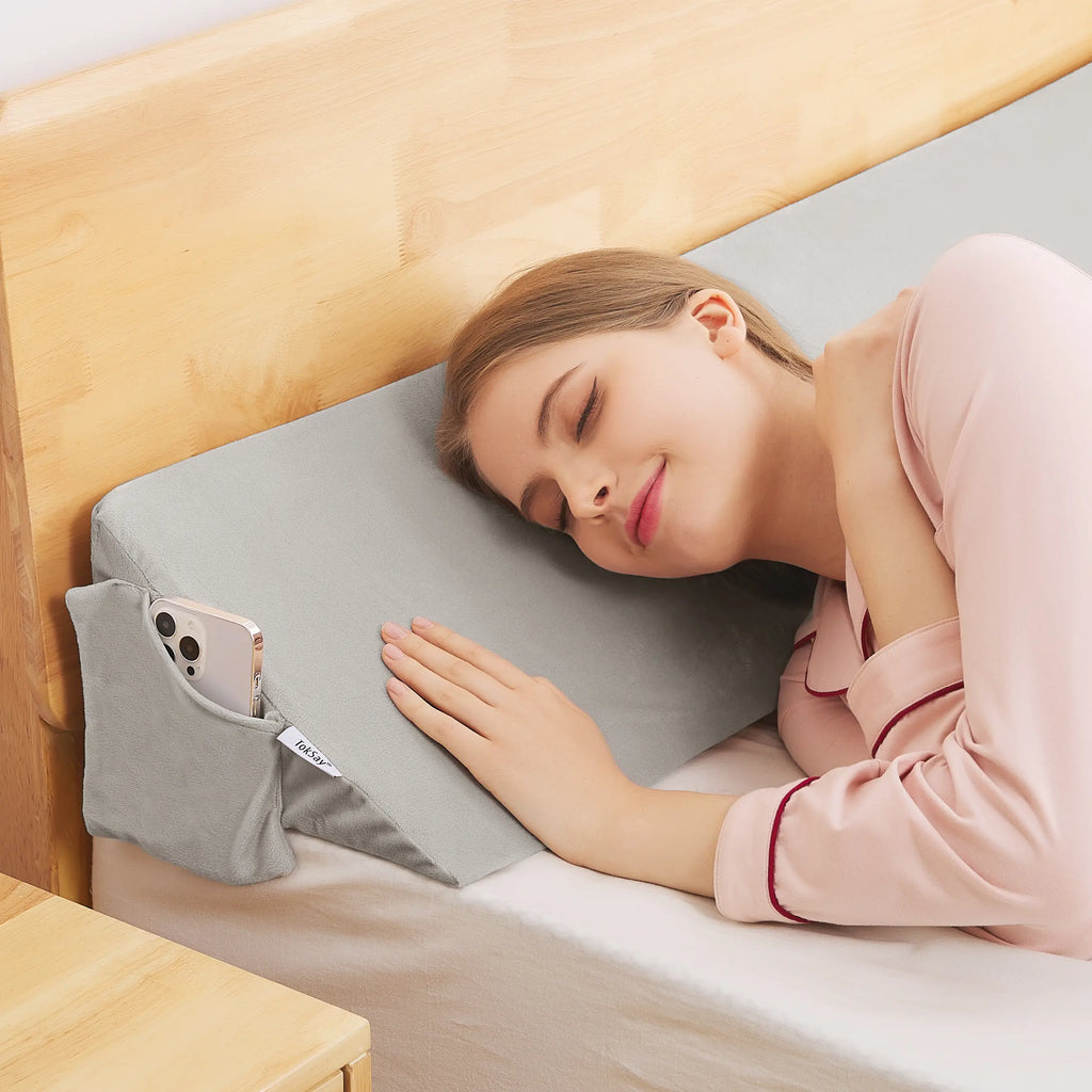 Adjustable High-Density Foam Bed Wedge Pillow - Supportive Head Cushion, Mattress-Headboard Gap Filler, Bedding Bed Accessories for Bedroom Items, Sleeping and Reading,sohochic