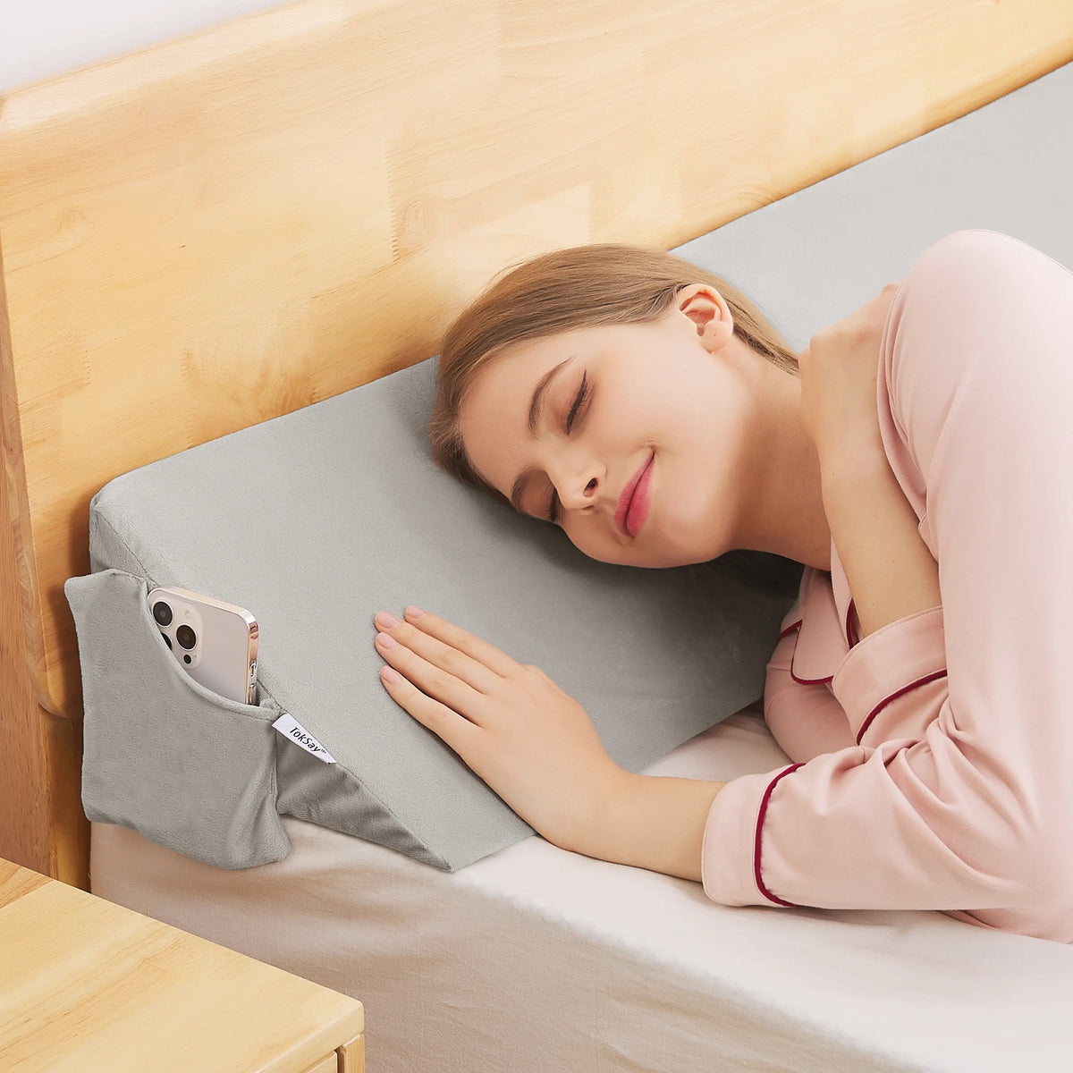 Adjustable High-Density Foam Bed Wedge Pillow - Supportive Head Cushion, Mattress-Headboard Gap Filler, Bedding Bed Accessories for Bedroom Items, Sleeping and Reading,sohochic