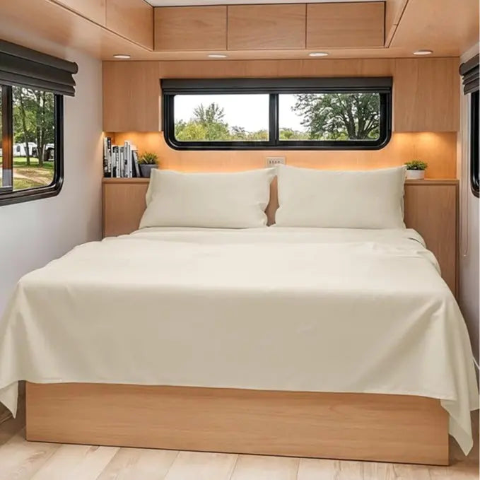 CGK | RV Sheet Set - (Short Queen) 60 X 75 - 4 Piece RV Queen Bed Sheets - Ultra Soft, Breathable & Cooling - Designed for Bunks, Trailers & Camper - Fits 8” to 12" Mattress - Hotel Luxury Bedding