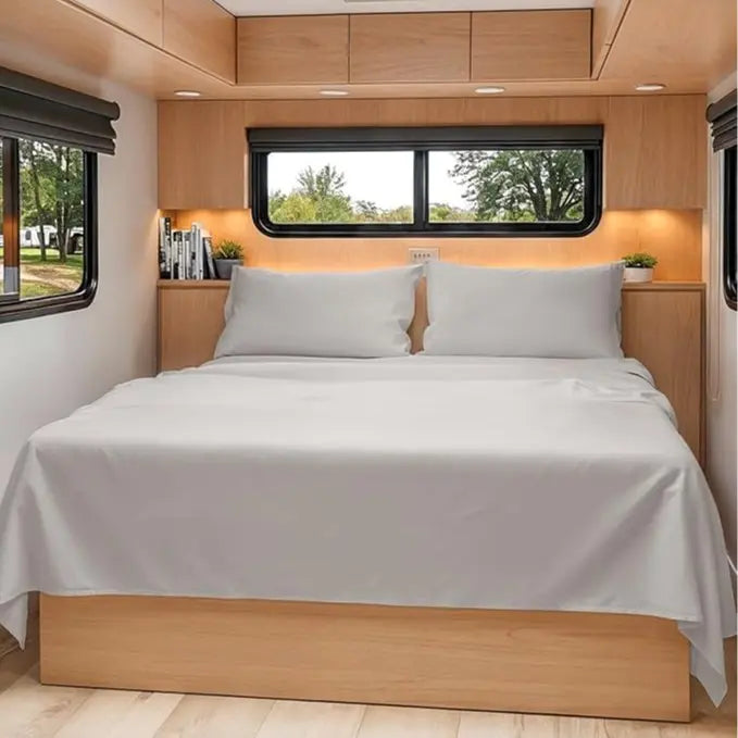 CGK | RV Sheet Set - (Short Queen) 60 X 75 - 4 Piece RV Queen Bed Sheets - Ultra Soft, Breathable & Cooling - Designed for Bunks, Trailers & Camper - Fits 8” to 12" Mattress - Hotel Luxury Bedding