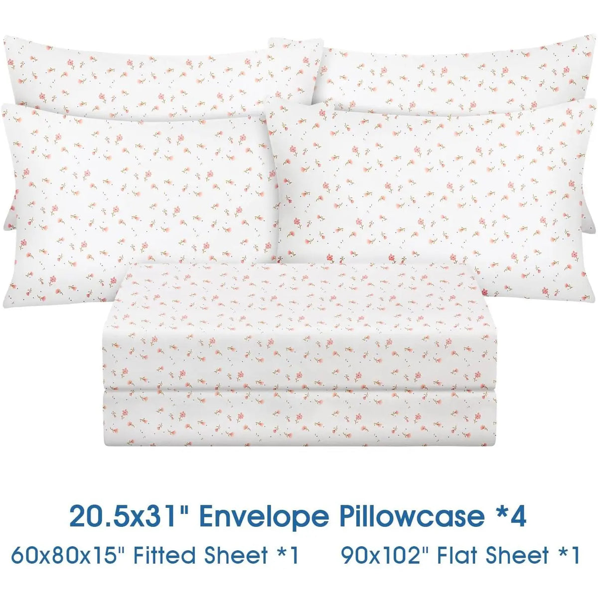 Queen Sheet Set 6 Pieces ,Cottage Core Botanical Patterned Sheets, Victorian Flower Microfiber Bedding Decor