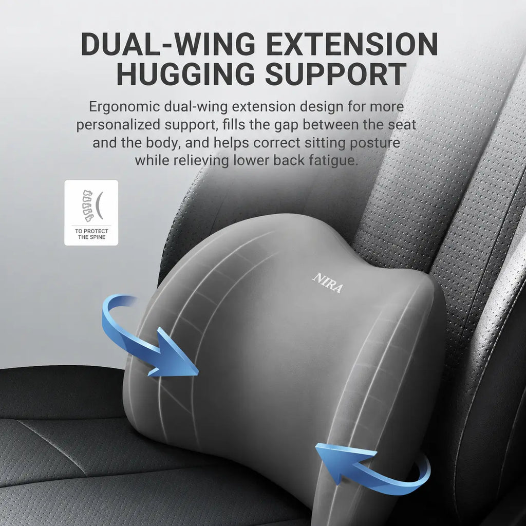 Orthopedic Memory Foam Headrest & Lumbar Pillow Set - Adjustable Padded Supportive Backrest with Strap Secure, Travel Neck Cushion for Office/Cars, Reduces Neck Tension & Lumbar Relief, Stays Steady During Drives