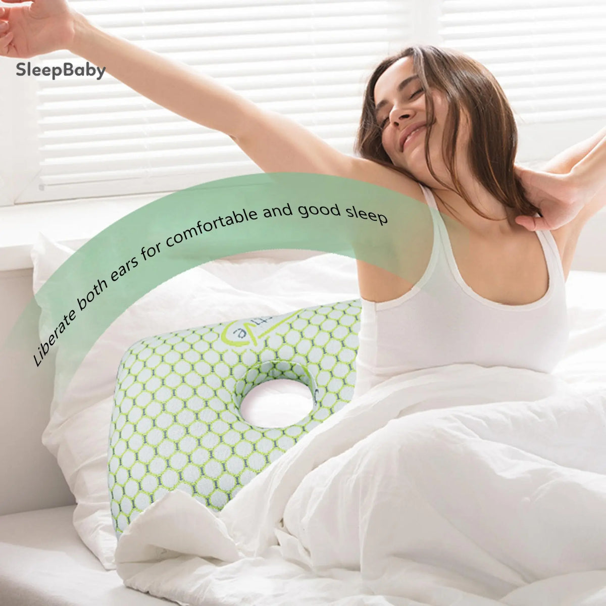 Ear Piercing Pillow for Side Sleepers, Polyester Fibre Washable Ear Guard Pillow for Adults
