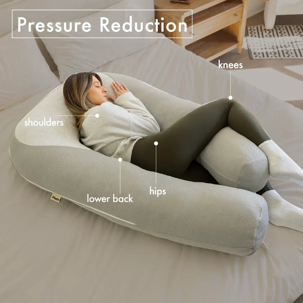Hugl Giant U Shaped Cooling Body Pillow All Natural Bamboo Self Cooling Fabric Ergonomic Design for Back Neck Support Machine Washable Supportive Memory Foam Orthopedic Memory Foam with Free Cooling Blanket/Eyemask