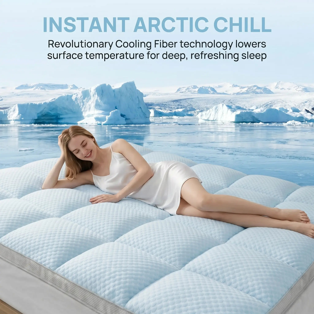 【Memorial Day Deals】Cooling Mattress Topper – Arctic Chill Fiber Technology, Ultra-Breathable 3D Airflow, Machine Washable, for Hot Sleepers, Night Sweats, Home & Guest Use aesthetic decor tiktokshopspringglowup