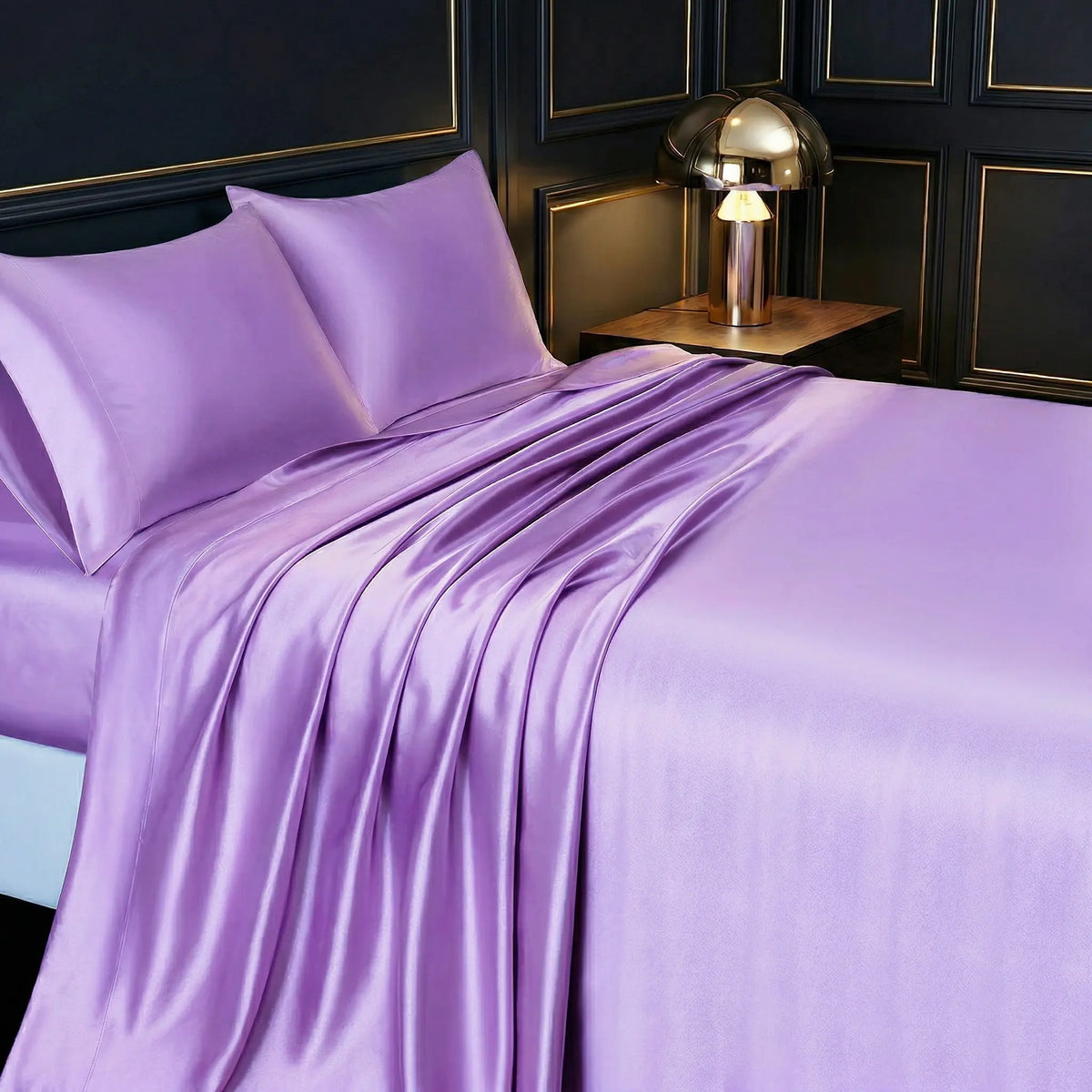 Solid Color Satin Sheets Set 3/4-Piece – Includes Flat Sheet, Fitted Sheet and Pillowcases, Ultra-Silky & Breathable with Natural Luster, Hotel Quality Bedding top sheet summerwins luxury cozy, Machine Wash, satin bed sheets, Skin-Friendly