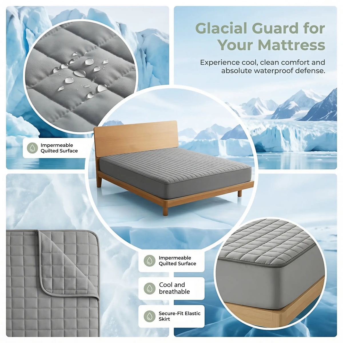 1PC Waterproof Mattress Protector (without pillowcase and pillow), Noiseless Deep Pocket Fitted Sheet, Soft & Comfortable Bed Cover, Available in Multiple Sizes, Durable and Machine Washable, Ideal for Bedroom and Home Use para colchon  bed sheet set summ