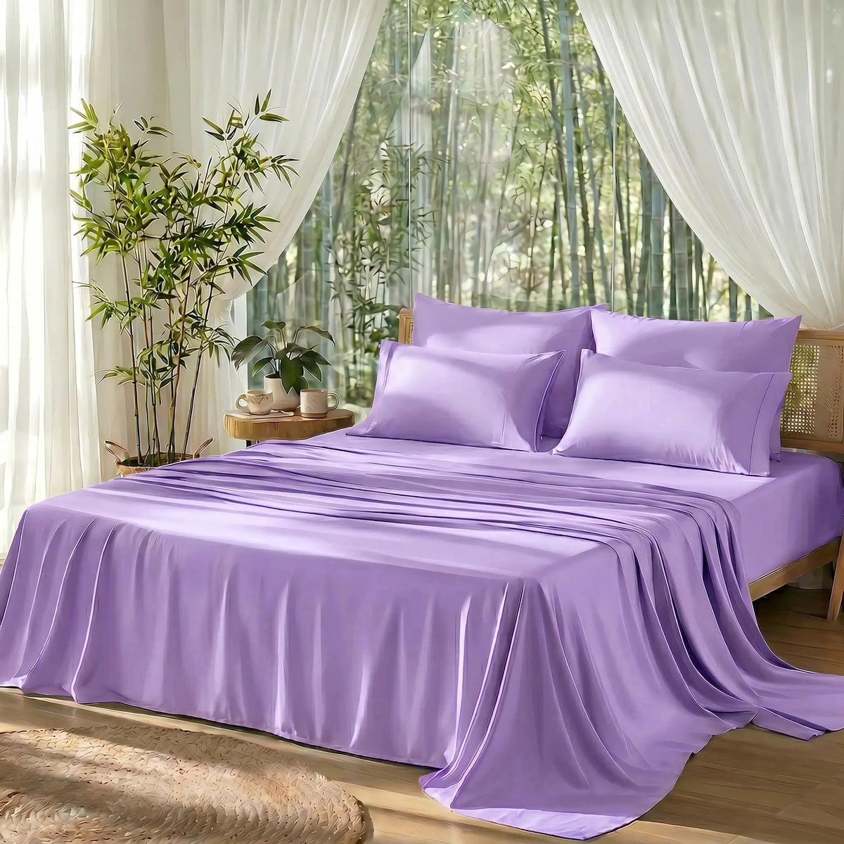 【Memorial Day Deals】Bamboo-Derived Sheet Set – 3/4-Piece Breathable, Hotel-Style Ultra-Soft, 16" Deep Pocket, Wrinkle-Resistant & Fade-Resistant bed accessories natural fabric springglowup