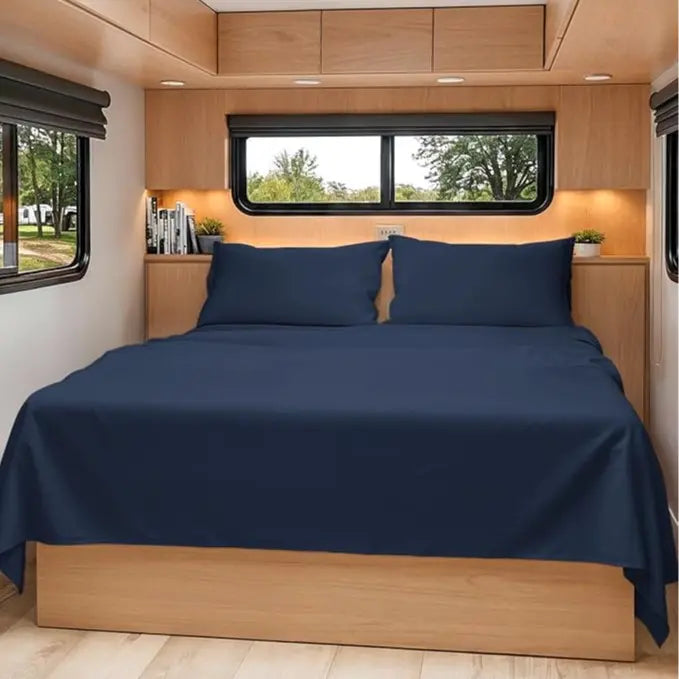 CGK | RV Sheet Set - (Short Queen) 60 X 75 - 4 Piece RV Queen Bed Sheets - Ultra Soft, Breathable & Cooling - Designed for Bunks, Trailers & Camper - Fits 8” to 12" Mattress - Hotel Luxury Bedding