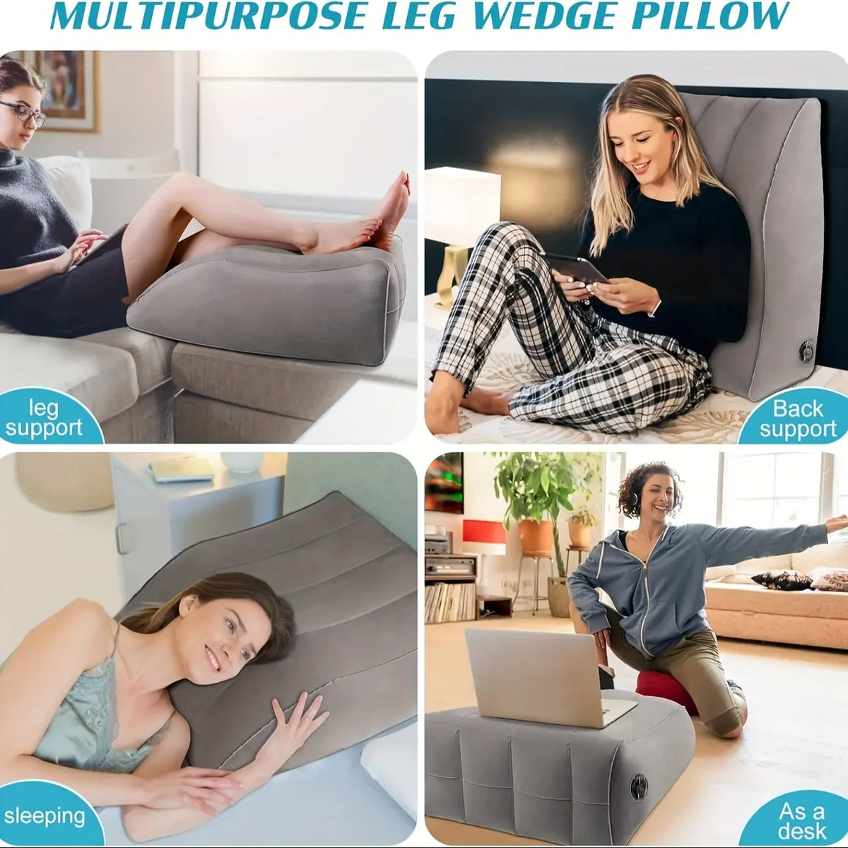 Portable Wedge-Shaped Inflatable Pillow Cushion - Practical Camping Home/Travel Gear, Comfortable Seating, Lightweight Body Positioner for Any Occasion