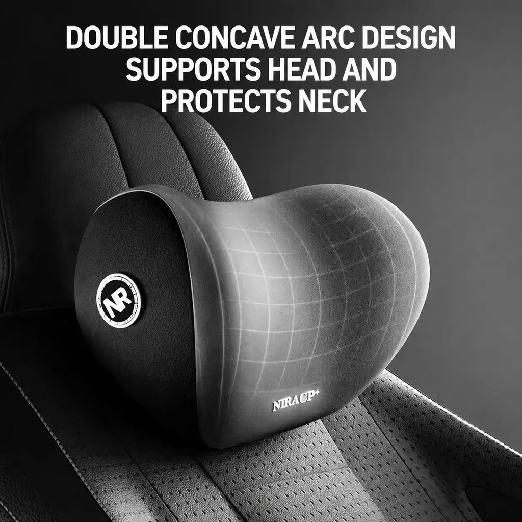 Orthopedic Memory Foam Headrest & Lumbar Pillow Set - Adjustable Padded Supportive Backrest with Strap Secure, Travel Neck Cushion for Office/Cars, Reduces Neck Tension & Lumbar Relief, Stays Steady During Drives