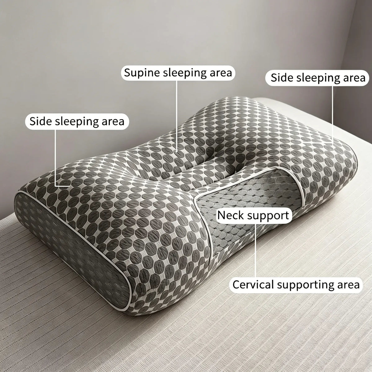 1/2pcs Polyester core neck pillow, providing comfortable support for the neck, an ergonomic high-low contour neck pillow that offers support for side-lying, back, and stomach sleeping, washable pillowcase (black)