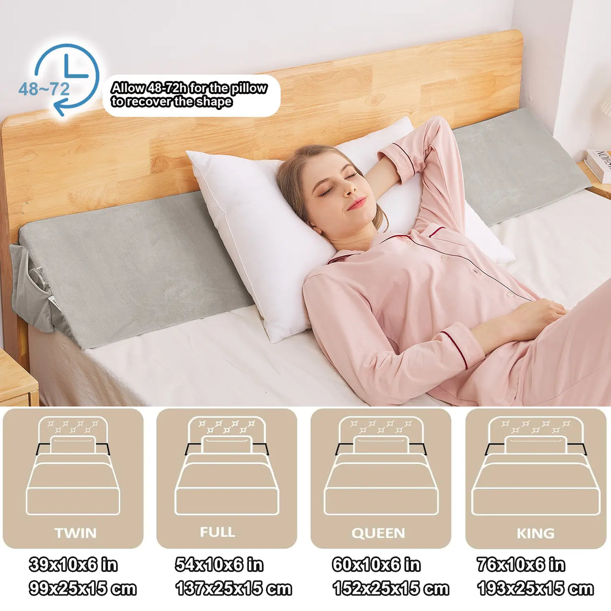 Adjustable High-Density Foam Bed Wedge Pillow - Supportive Head Cushion, Mattress-Headboard Gap Filler, Bedding Bed Accessories for Bedroom Items, Sleeping and Reading,sohochic