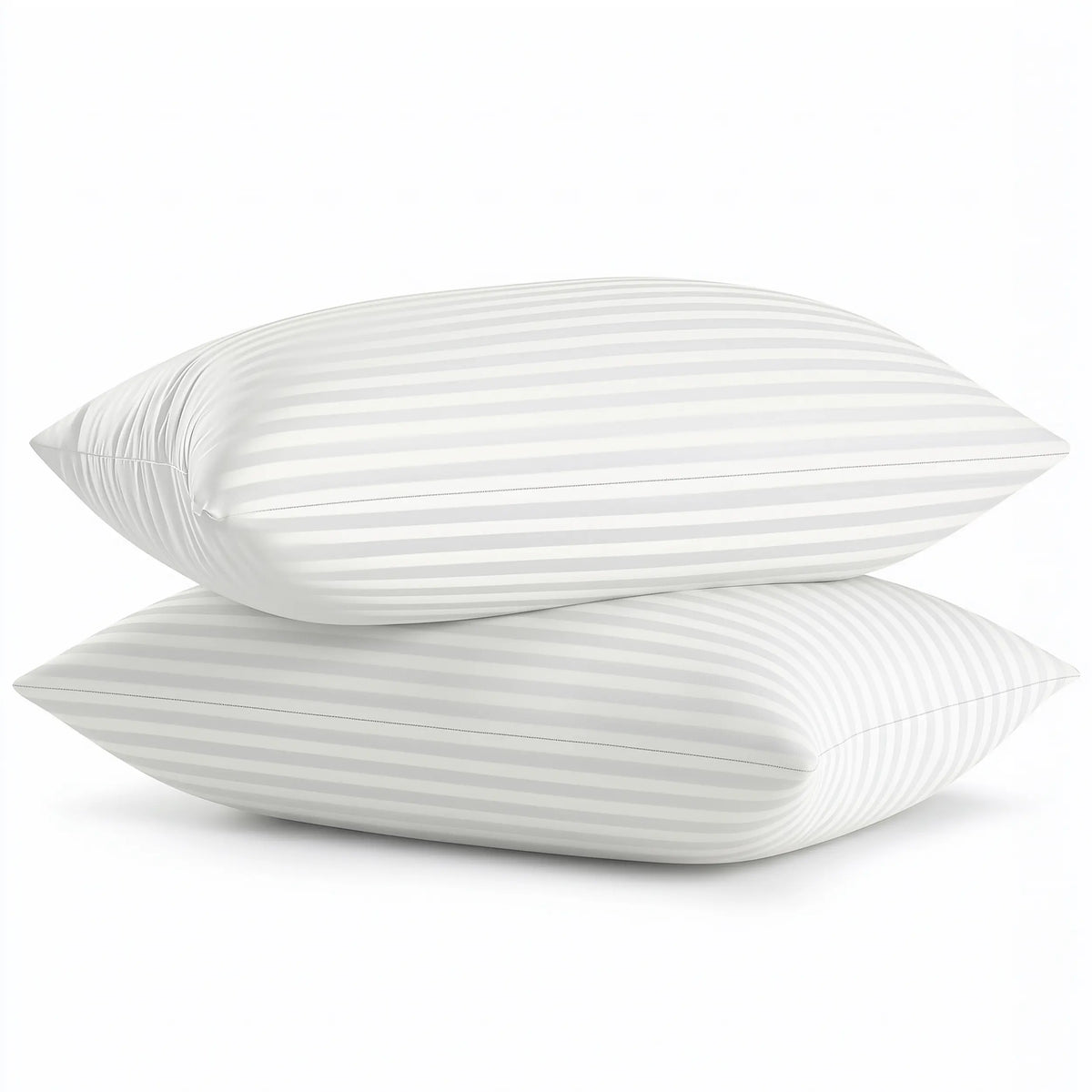 Utopia Bedding Premium Striped Pillows for Sleeping - 2-Pack White Polycotton Soft Breathable Covers, No-Shift Construction, Ideal for Back & Side Sleepers, Polyester Fill
