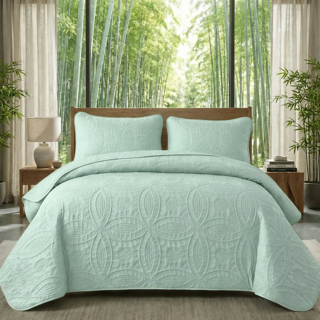 Ultrasonic 2/3-Piece Embossed Bedspread Coverlet Set – Lightweight All-Season Bedding, Soft Microfiber with Pillowcases, Machine Washable, Sizes Twin/Queen/King, bed accessories, All-Season suitable Gift aesthetic decor tiktokshopspringglowup