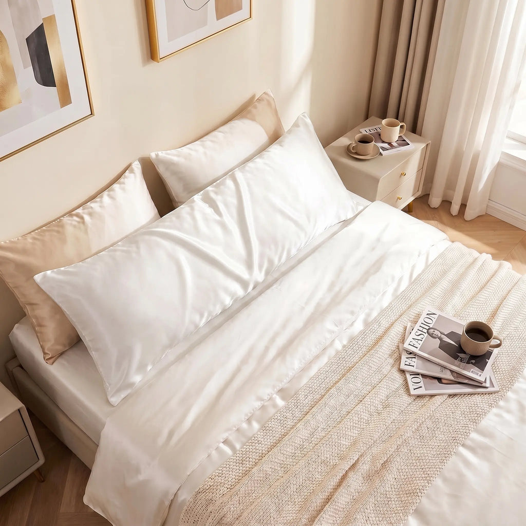 FLXXIE Modern Matte Satin Body Pillowcase (20 x 54 inches) - Silky Soft Bedding, Wrinkle-Resistant, Fade-Resistant, Breathable All-Season Pillow Protector with Hidden Zipper, Luxury Finish, Frizz Control, Glide-Smooth Hair, Skin Stays Moist for Bed Linens