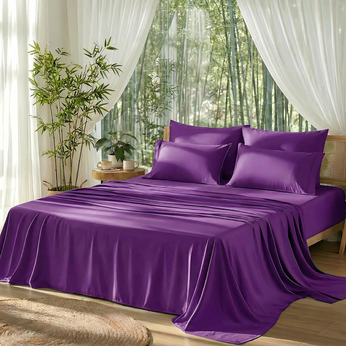 【Memorial Day Deals】Bamboo-Derived Sheet Set – 3/4-Piece Breathable, Hotel-Style Ultra-Soft, 16" Deep Pocket, Wrinkle-Resistant & Fade-Resistant bed accessories natural fabric springglowup
