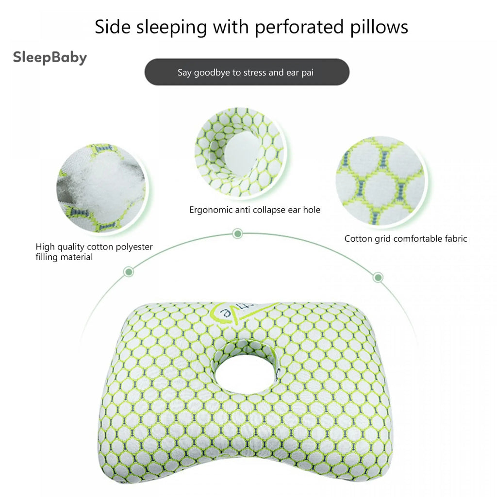 Ear Piercing Pillow for Side Sleepers, Polyester Fibre Washable Ear Guard Pillow for Adults