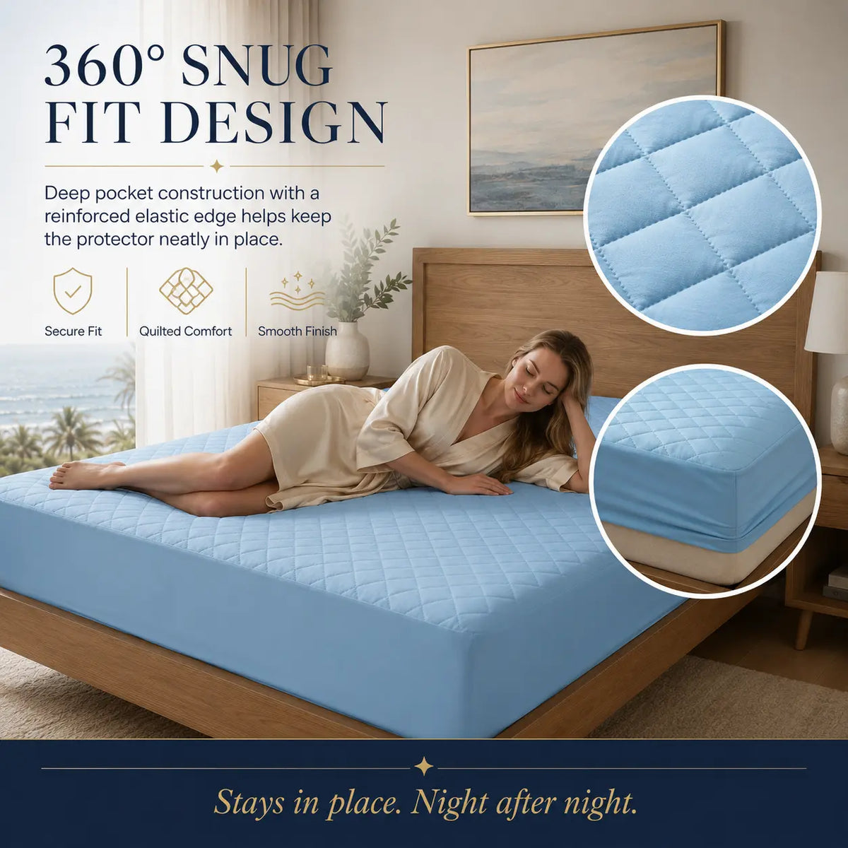 1PC Waterproof Mattress Pad (No Pillowcase & Pillow), Soft Skin-Friendly Stain-Resistant Wrinkle-Free with Deep Pocket, Ideal for Home & Dorm sheet protector  bed sheet set