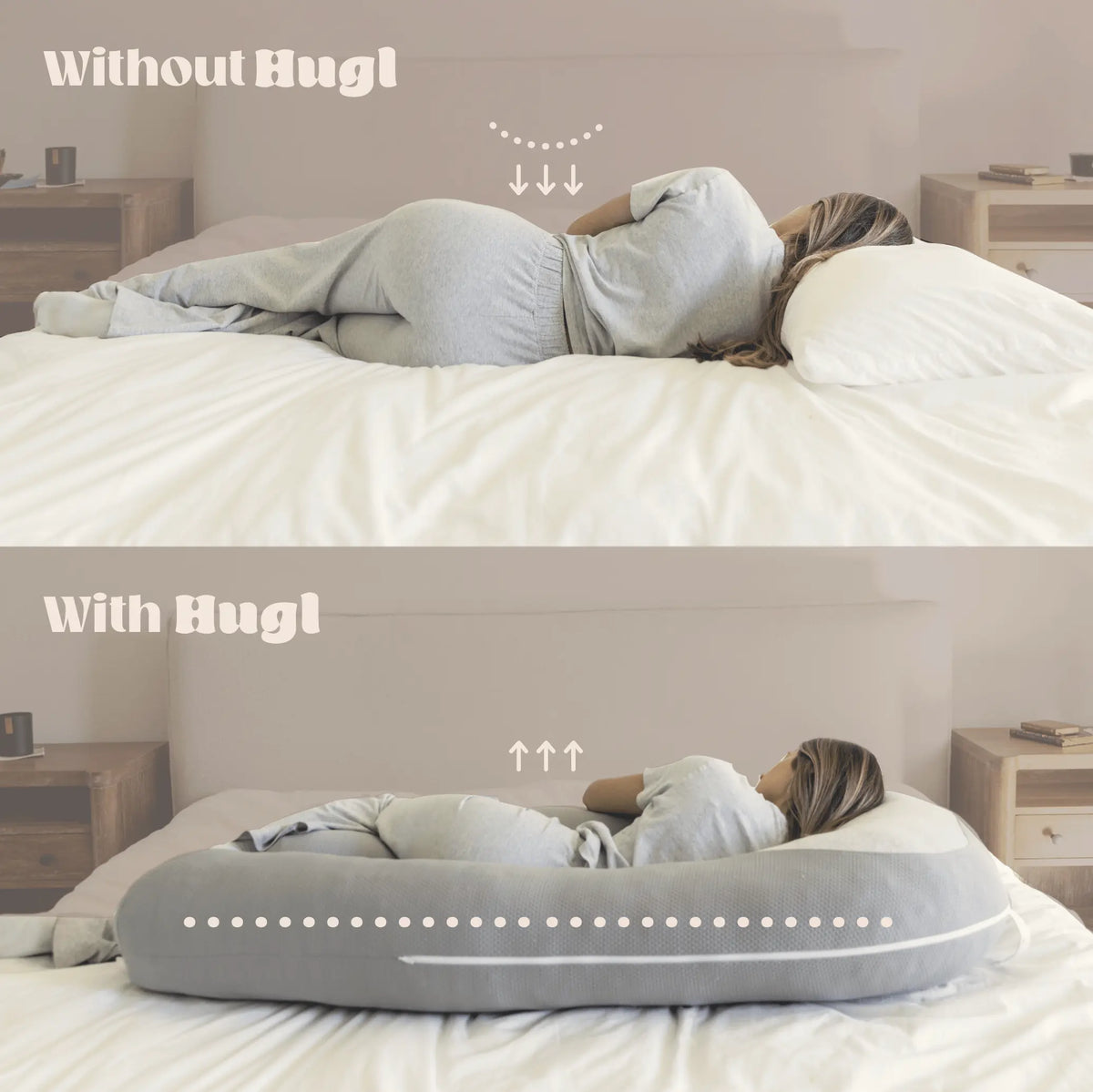 Hugl Giant U Shaped Cooling Body Pillow All Natural Bamboo Self Cooling Fabric Ergonomic Design for Back Neck Support Machine Washable Supportive Memory Foam Orthopedic Memory Foam with Free Cooling Blanket/Eyemask