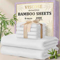MUXHOMO 4/6pcs Bamboo Sheet Set - 1660TC Silky Soft High Weave Luxurious Bed Sheet, 16-in Deep Pocket Hugs Mattress, Breathable All-Season, Queen Size, Multiple Sizes for Adults