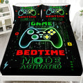 Game Controller Bed Sheet Set (1 Fitted + 2 Pillowcases), Modern Style, Complete Sheet Set, Suitable for Dorms, Bedrooms, Hotels, All Seasons, No Fillers, Polyester Bedding Set