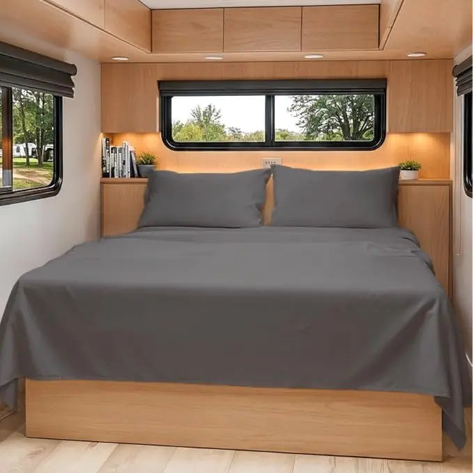 CGK | RV Sheet Set - (Short Queen) 60 X 75 - 4 Piece RV Queen Bed Sheets - Ultra Soft, Breathable & Cooling - Designed for Bunks, Trailers & Camper - Fits 8” to 12" Mattress - Hotel Luxury Bedding