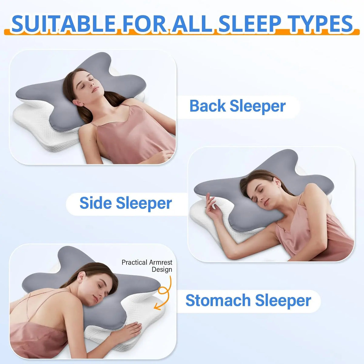 Cervical Neck Pillow for Sleeping - Orthopedic High-Density Curved Memory Foam, Ergonomic Support for Neck & Shoulder Pain Relief, Breathable Washable Cover, Sleeping Aid for Side/Back Sleepers, Good Posture & Posture Fix Gap Filler, Cervical Neck Pillows