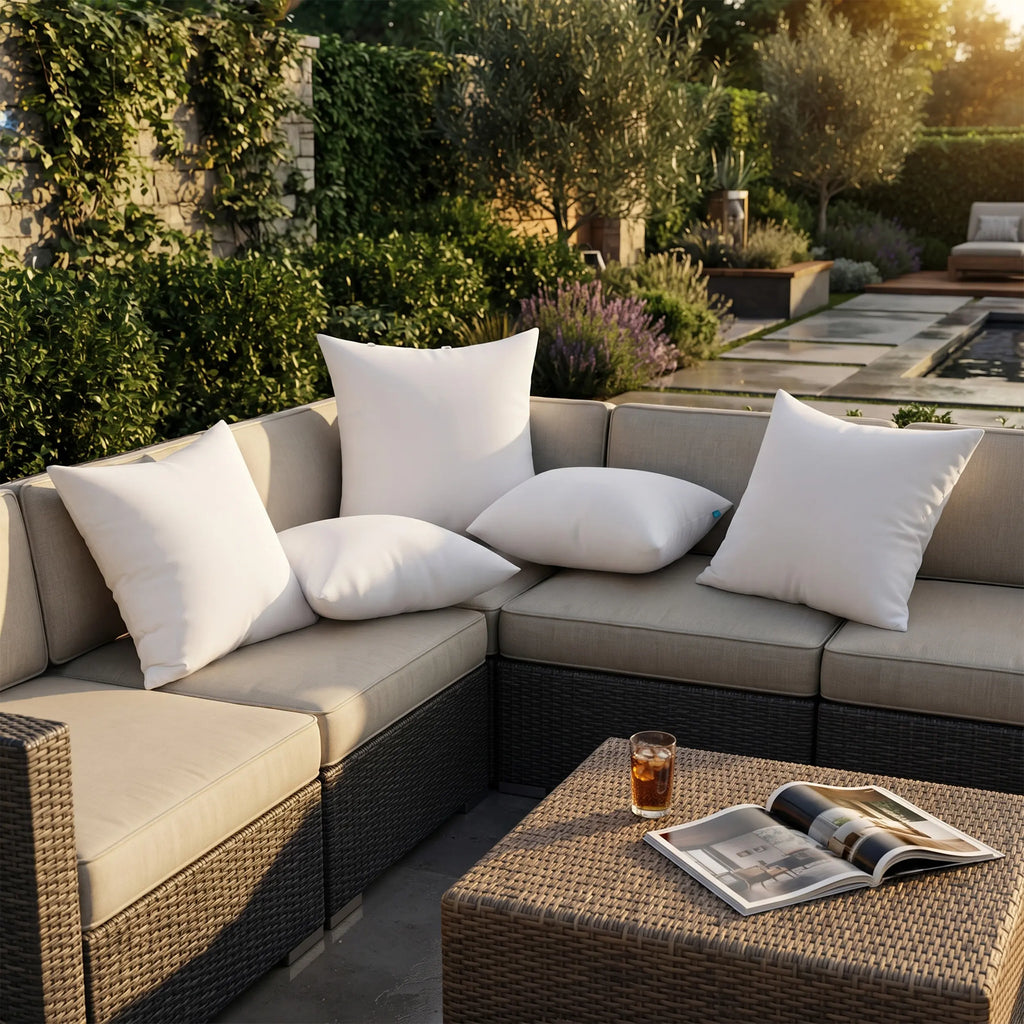 Utopia Bedding Outdoor Lumbar Pillow Inserts (Pack of 2, Pack of 4) - White Smooth 7D Virgin Polyester Fabric, Soft, Durable, Water-Resistant, Breathable, Ergonomic Posture Support, Hand Wash Only for Patio-Porch Furniture