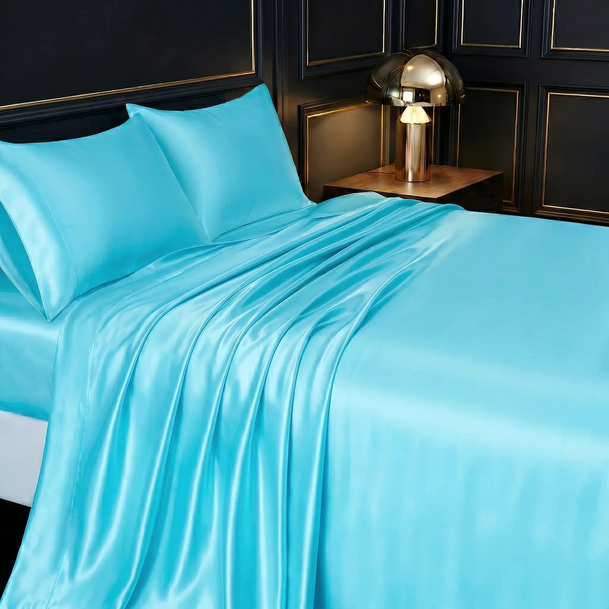 Solid Color Satin Sheets Set 3/4-Piece – Includes Flat Sheet, Fitted Sheet and Pillowcases, Ultra-Silky & Breathable with Natural Luster, Hotel Quality Bedding top sheet summerwins luxury cozy, Machine Wash, satin bed sheets, Skin-Friendly
